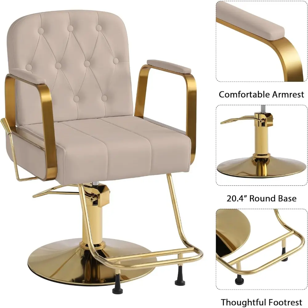 Hydraulic Salon Hair Chair, Height Adjustable Barber Chair, Reclining Barber Chairs, 360 Degree Swivel Shampoo Chair for Salon B