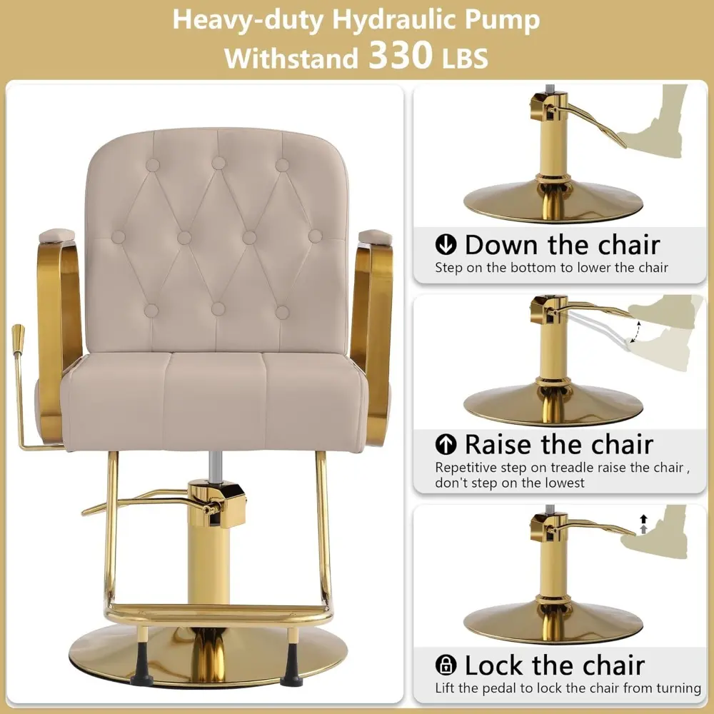 Hydraulic Salon Hair Chair, Height Adjustable Barber Chair, Reclining Barber Chairs, 360 Degree Swivel Shampoo Chair for Salon B