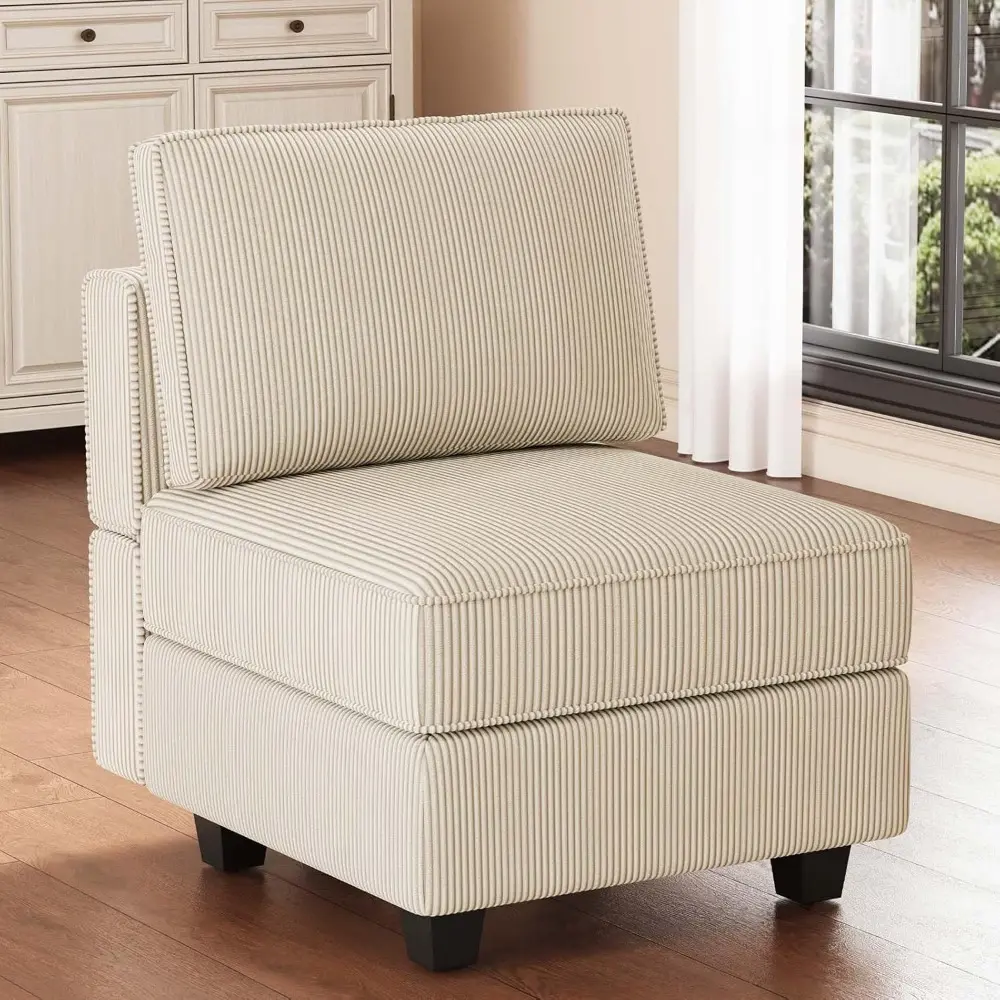 Modern Middle Single Seat Module with Storage for Modular Sectional Sofa Couch Armless Single Sofa Chair Modular Sectional Chai