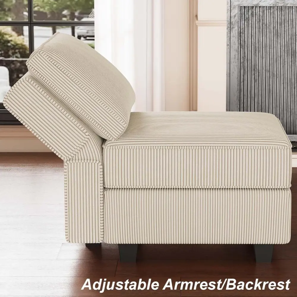 Modern Middle Single Seat Module with Storage for Modular Sectional Sofa Couch Armless Single Sofa Chair Modular Sectional Chai