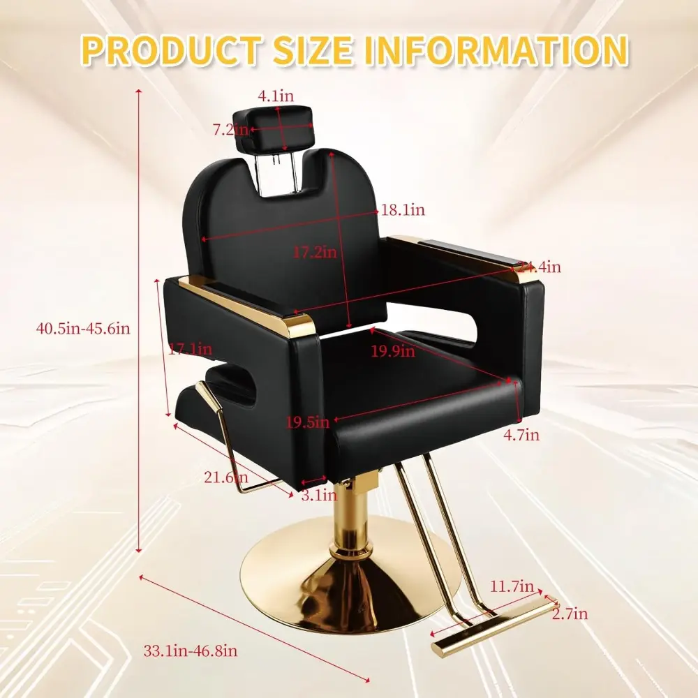 Salon Chair - 360 Degree Swivel Barber Chair for Hair Stylist, Multi-Function Shampoo Equipment for Barbershop, Black