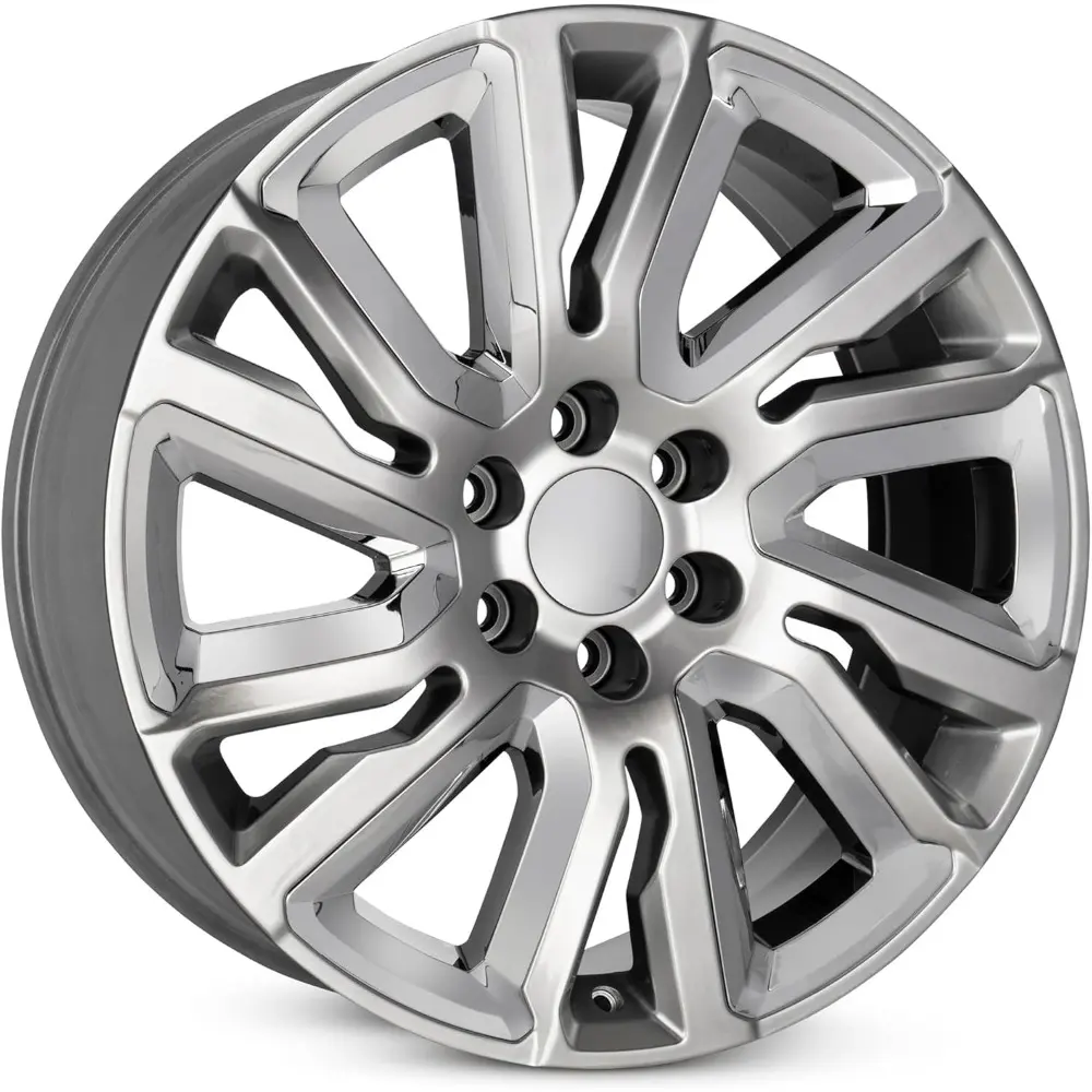 For 2019-2023 Chevrolet Silverado 1500 22 Inch Hyper Silver with Chrome Inserts Hyper Silver Rim - OE Direct Replacement - Road