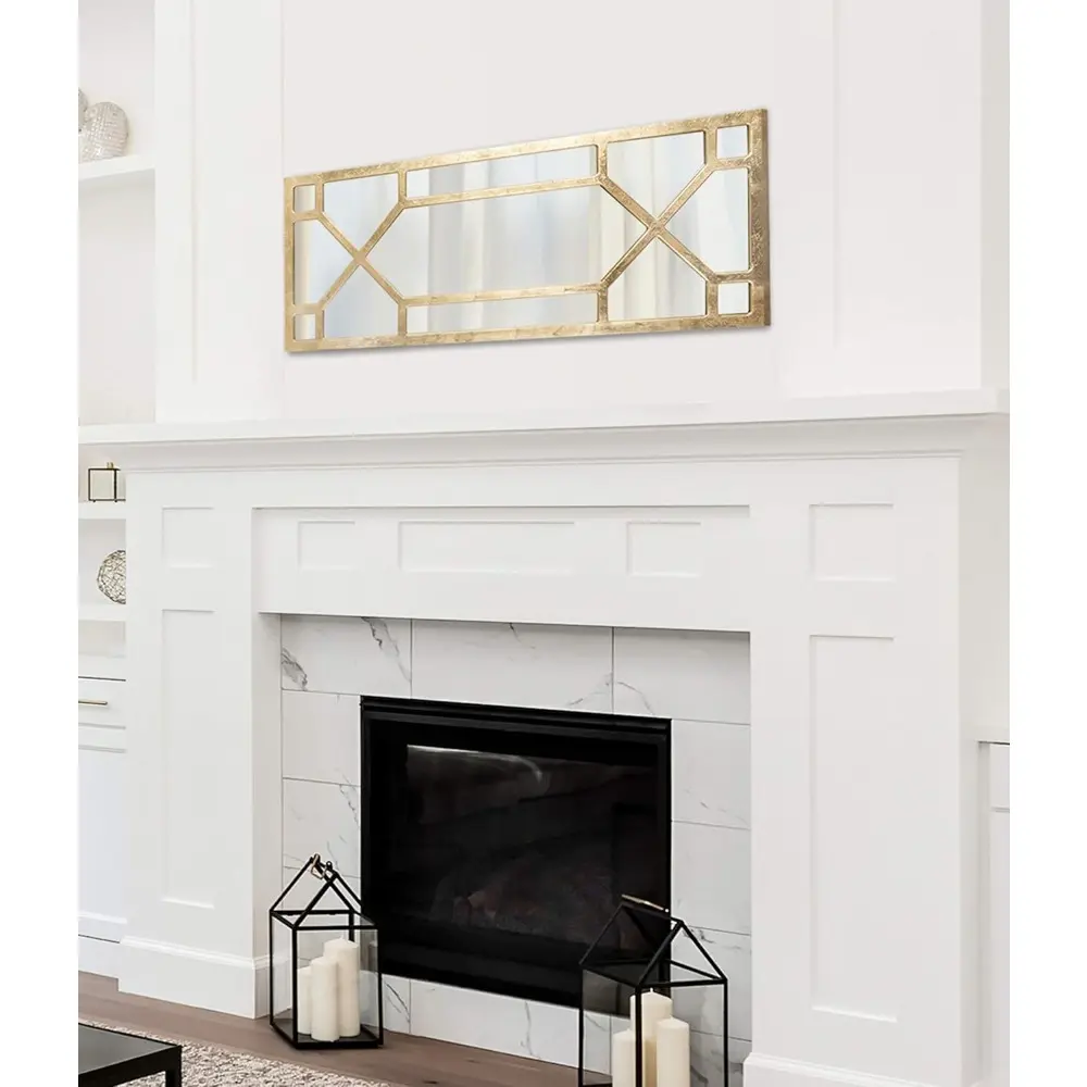 Vanderford Glam Panel Framed Wall Mirror, 18 x 47, Gold, Modern Full Length Mirror for Wall