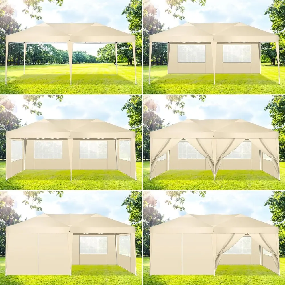 Canopy 10x20 Pop Up Canopy Tent with 6 Sidewalls, Waterproof Outdoor Event Shelter Gazebo Sun Shade Portable 10x20 Tents for Pa