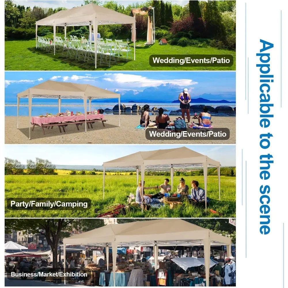 Canopy 10x20 Pop Up Canopy Tent with 6 Sidewalls, Waterproof Outdoor Event Shelter Gazebo Sun Shade Portable 10x20 Tents for Pa