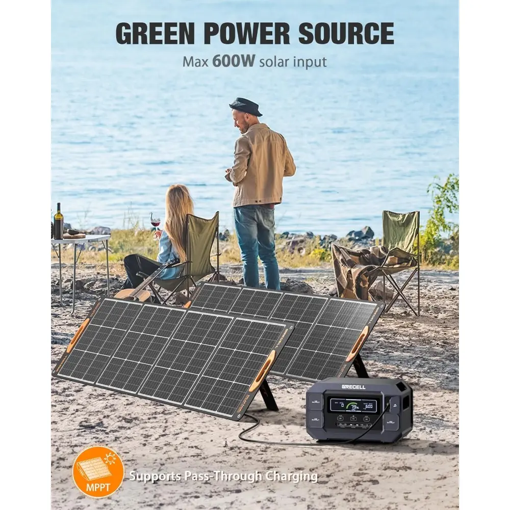 Solar Generator 2200W Portable Power Station 1126Wh (4800W Peak), 1.25Hrs Fast Charging, LiFePO4 Battery Pack with 4×2200W AC O