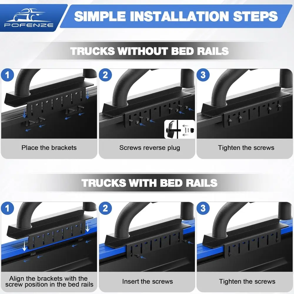 Roll Bar for Mid Size Trucks Adjustable Chase Rack Sport Bar for Truck Compatible with Jeep Gladiator JT & Chevy Colorado & Toyo