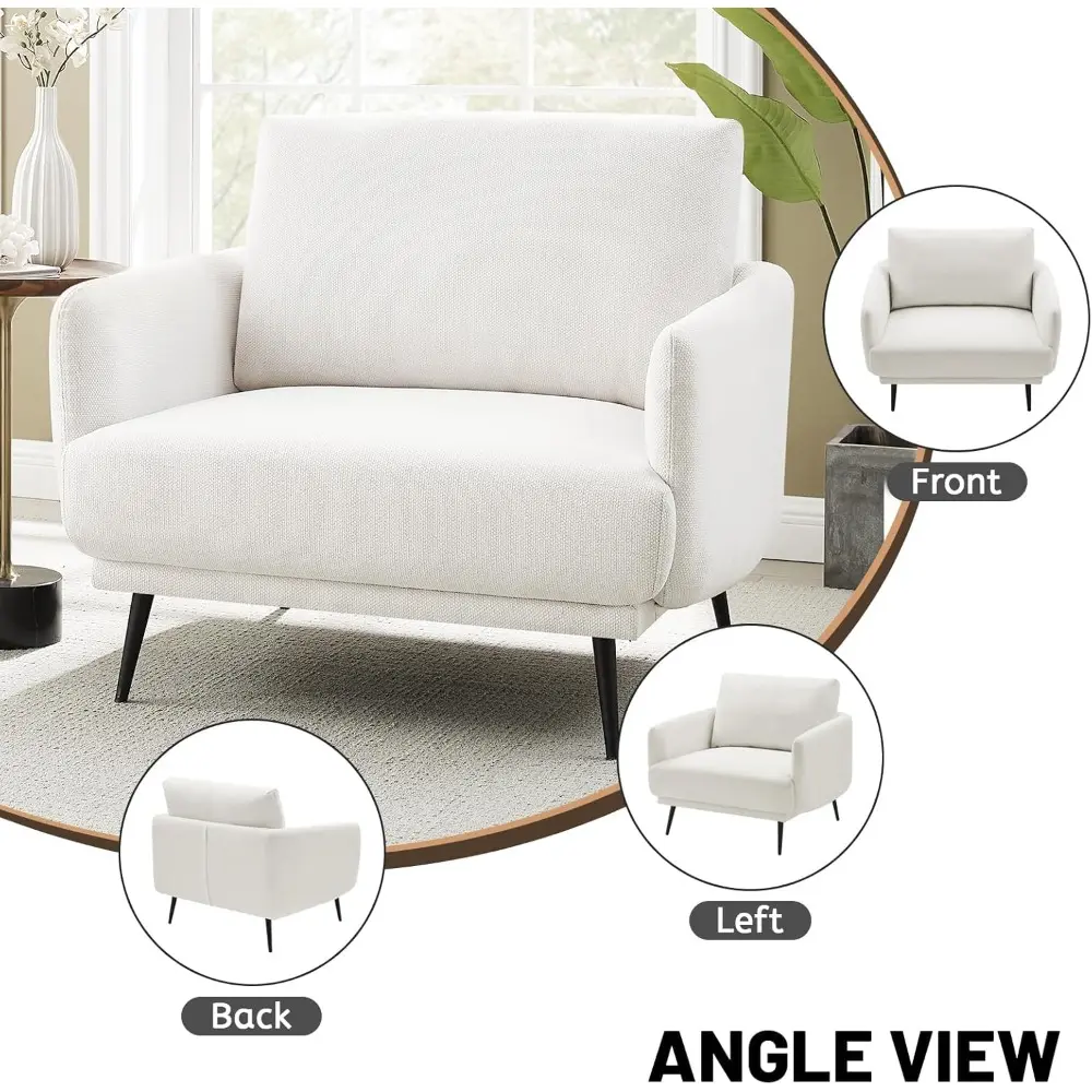 Oversized Accent Chair for Living Room Chairs Reading Arm Chair Comfy Modern Single Sofa Side Chairs with Metal Legs & Soft Cush