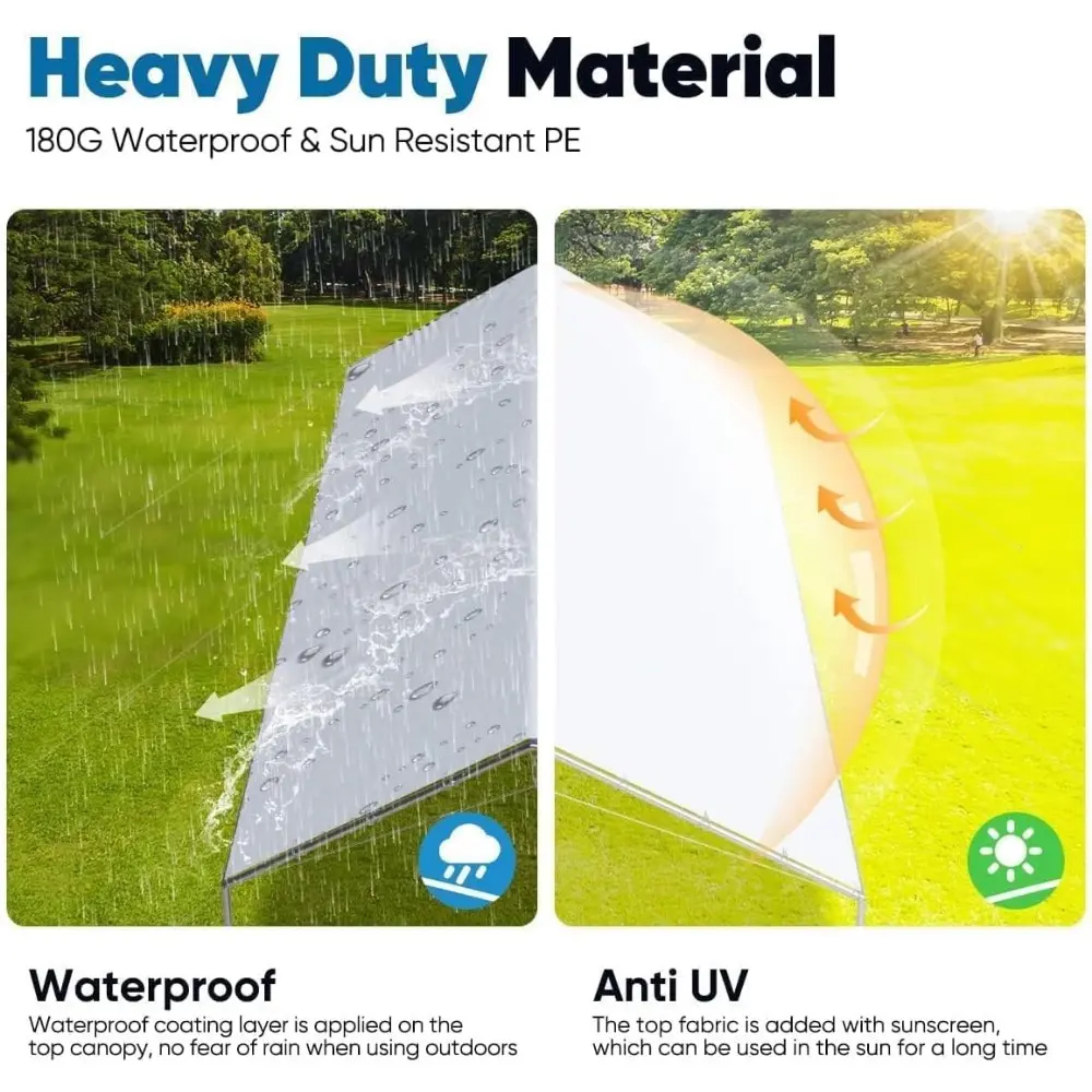 10x20 ft Heavy Duty Car Canopy Galvanized Frame Carport Outdoor Party Tent Boat Shelter with 3 Reinforced Steel Cables - White