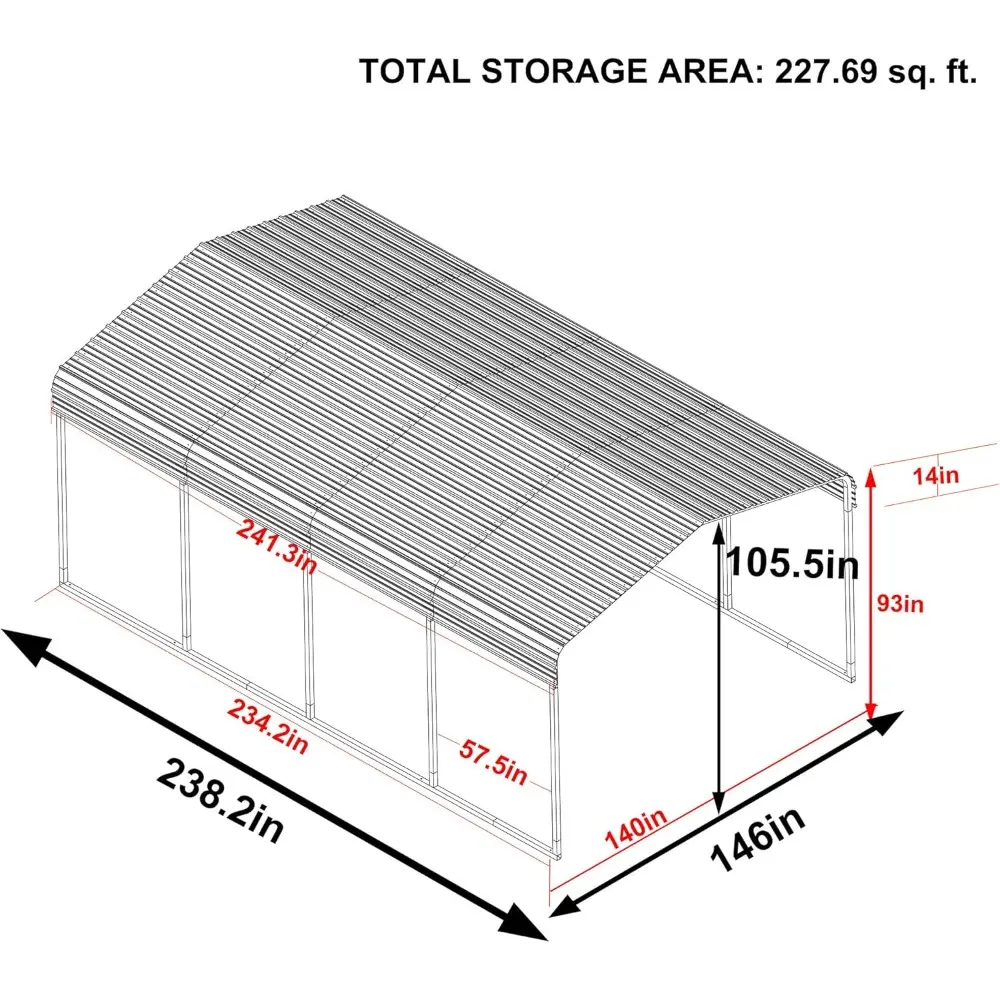 Outdoor Carport, 12' x 20' Heavy Duty Canopy for Garage,Car Garage Shelter with Metal Roof and Frame for Car, and Boat, Grey