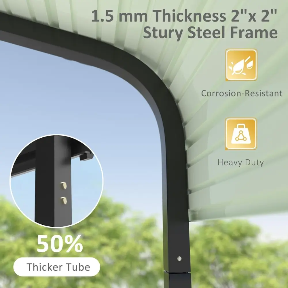 Outdoor Carport, 12' x 20' Heavy Duty Canopy for Garage,Car Garage Shelter with Metal Roof and Frame for Car, and Boat, Grey