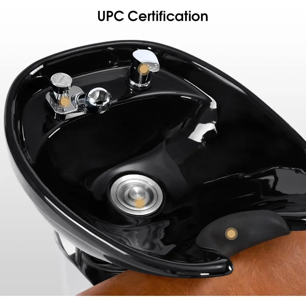 Ceramic Bowl Backwash Shampoo Chair, Adjustable Modern Shampoo Sink Chair, Hair Washing Station for Professional Shampoo Barber