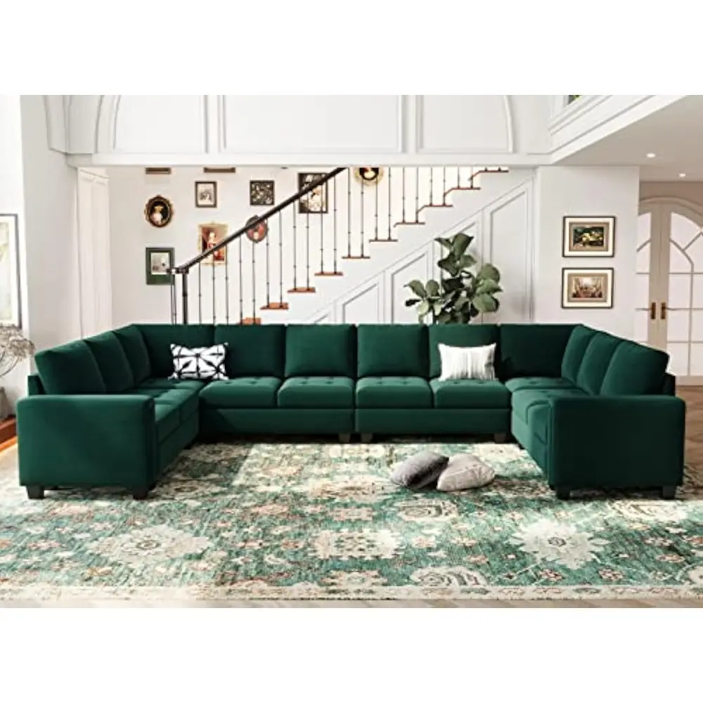 Velvet Single Seat Module for Modular Sectional Sofa Couch Accent Armless Sofa Couch Chair Modern Fabric Green