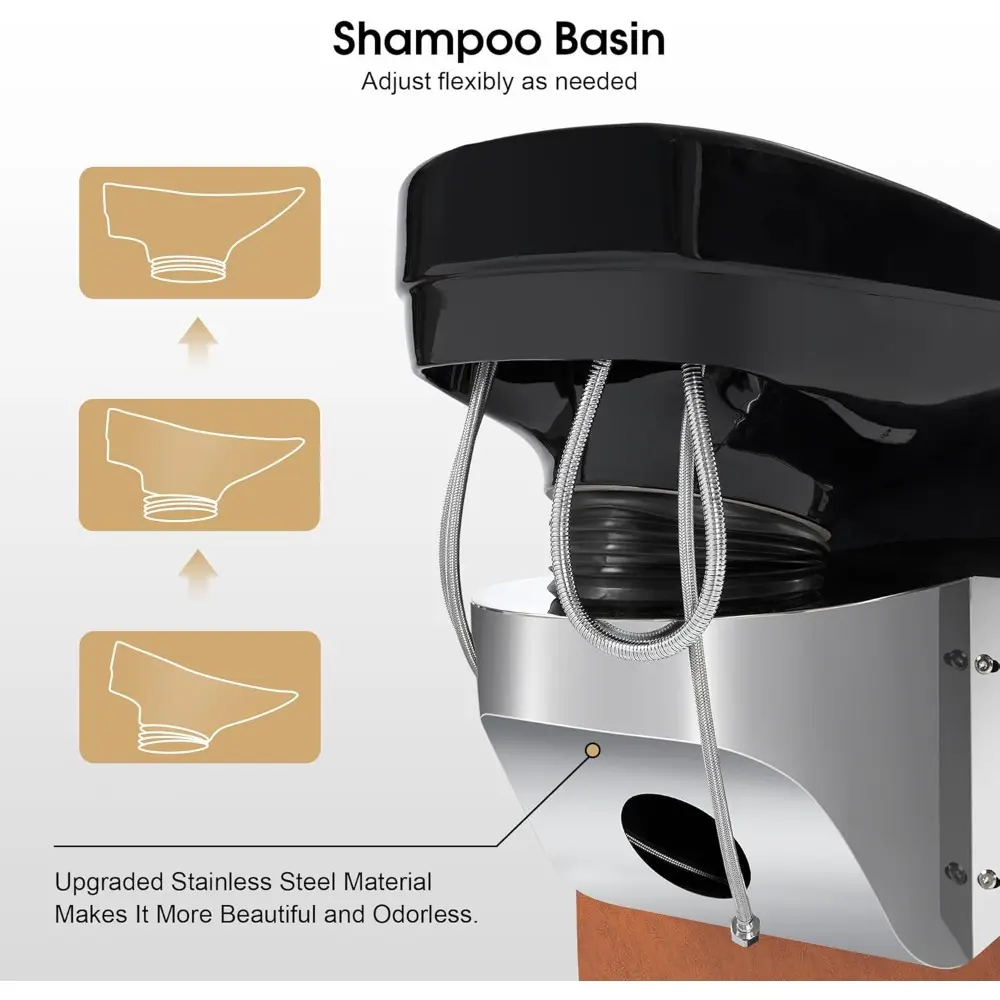 Ceramic Bowl Backwash Shampoo Chair, Adjustable Modern Shampoo Sink Chair, Hair Washing Station for Professional Shampoo Barber