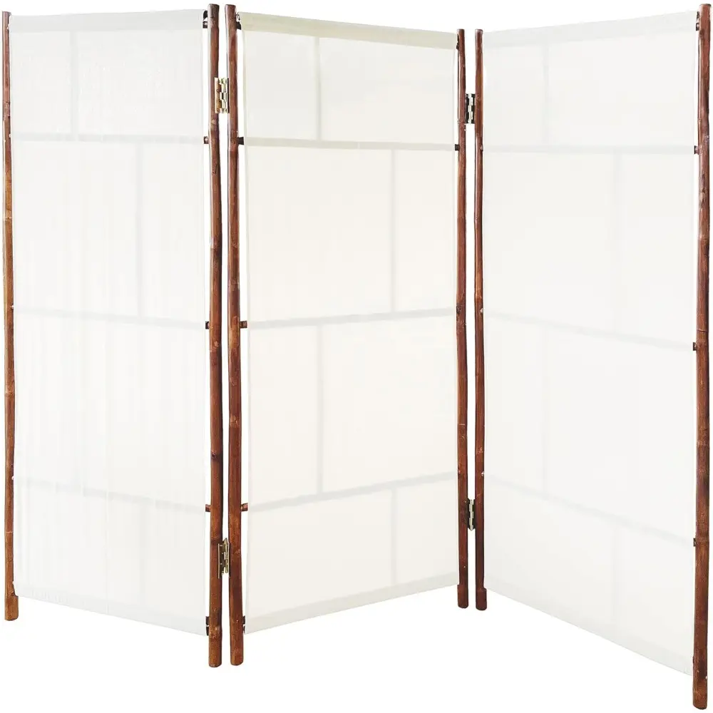 ZEW Bamboo 3 Panel Room Divider Privacy Screen, Freestanding 6 Feet Tall Decorative Room Separator, Espresso