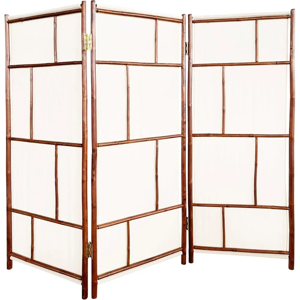 ZEW Bamboo 3 Panel Room Divider Privacy Screen, Freestanding 6 Feet Tall Decorative Room Separator, Espresso