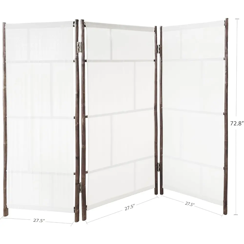 ZEW Bamboo 3 Panel Room Divider Privacy Screen, Freestanding 6 Feet Tall Decorative Room Separator, Espresso