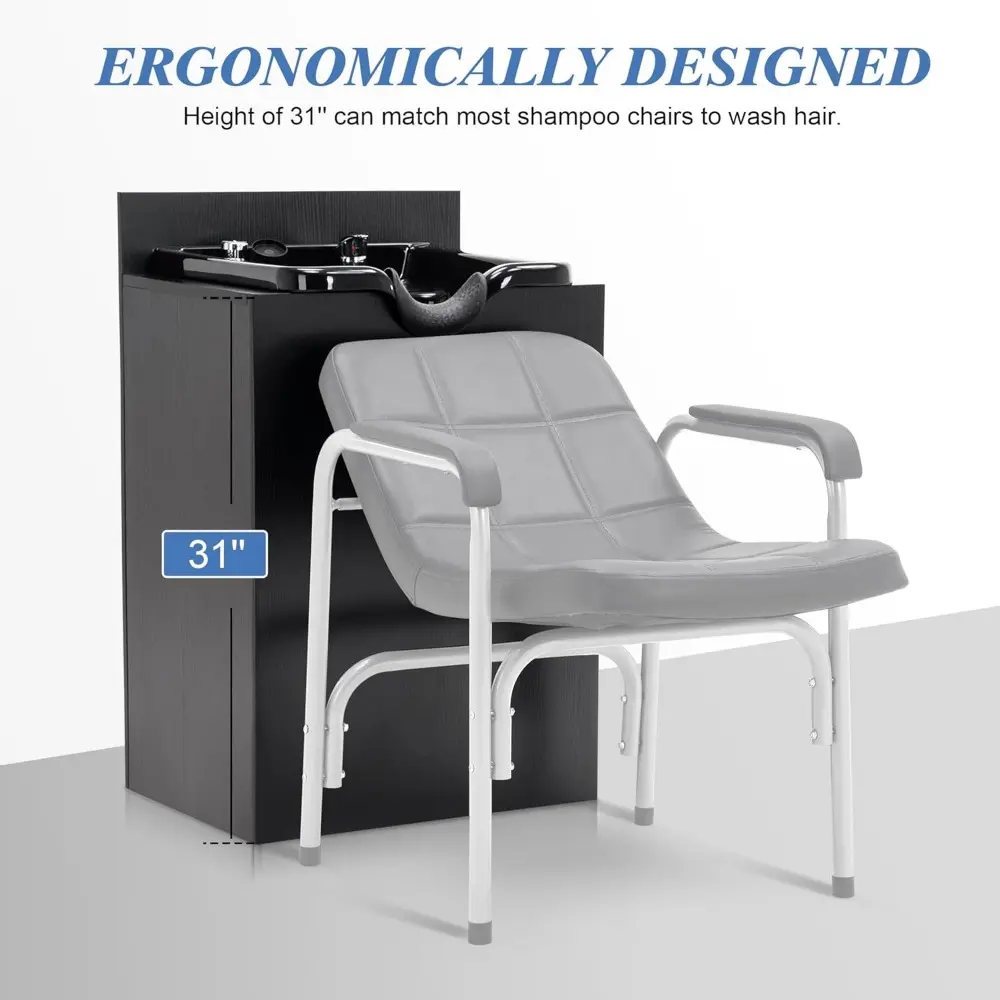 Shampoo Backwash Sink Station with Shampoo Bowl, Spa Salon Beauty Equipment 6154-7134, Black