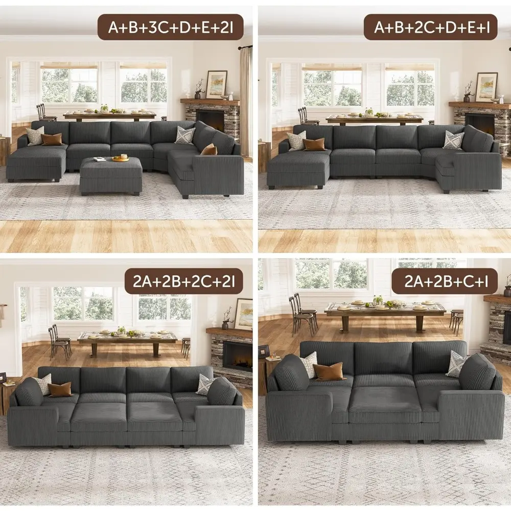 Single Seat for Modular Sectional Couch, Customizable Armless Chair for Sectional Sofa, Middle Module for Modular Couch, Dark G