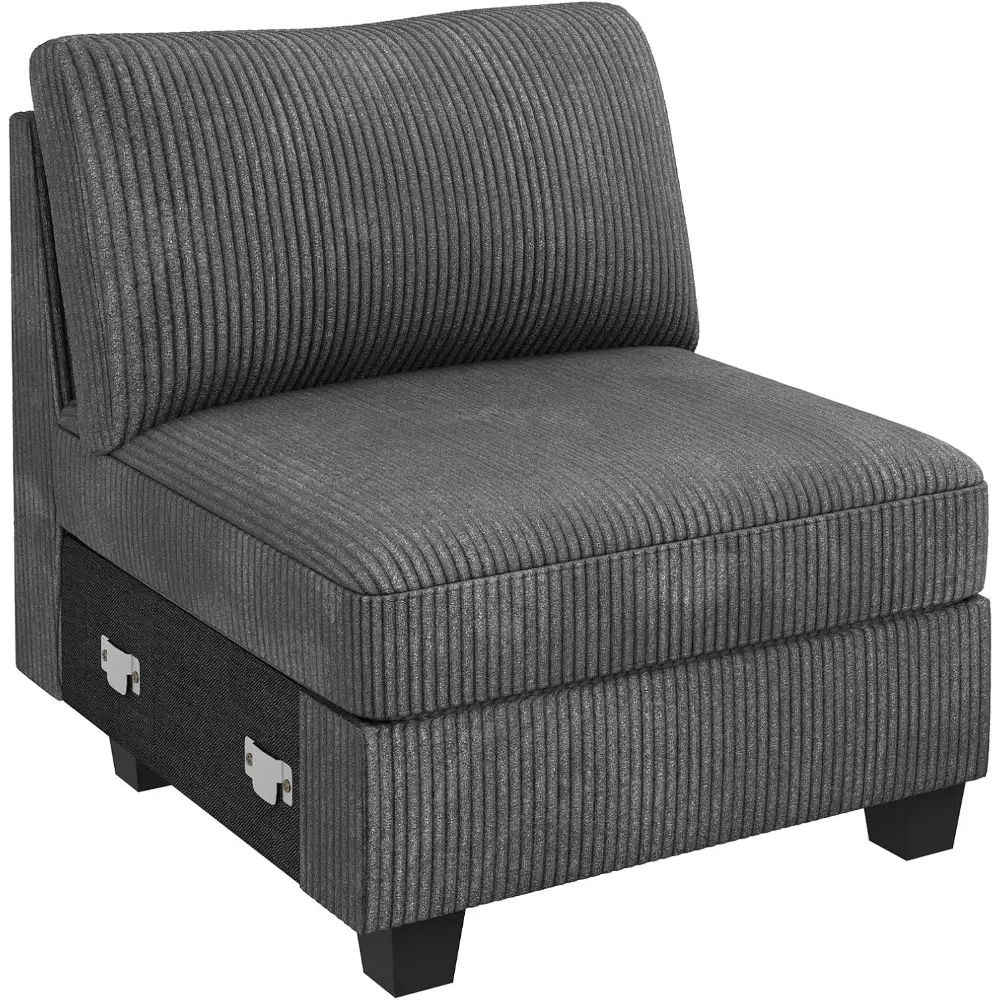 Single Seat for Modular Sectional Couch, Customizable Armless Chair for Sectional Sofa, Middle Module for Modular Couch, Dark G