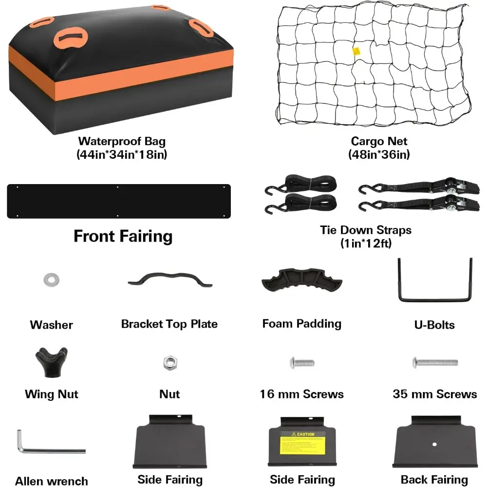 54" x 34" x 6" 200lb Heavy Duty Roof Rack Carrier Basket with Waterproof Bag, Cargo Net and Ratchet Straps, Universal Car Top L