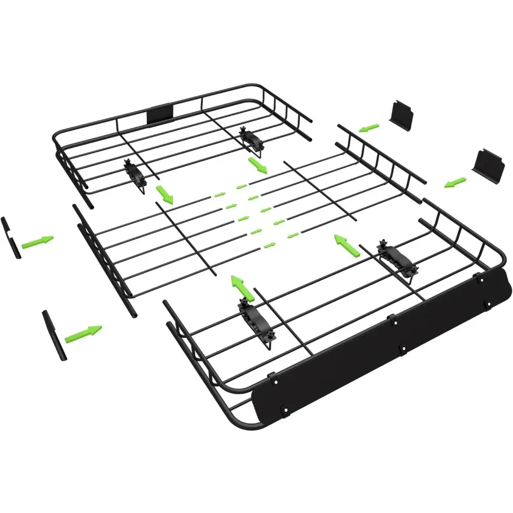 54" x 34" x 6" 200lb Heavy Duty Roof Rack Carrier Basket with Waterproof Bag, Cargo Net and Ratchet Straps, Universal Car Top L
