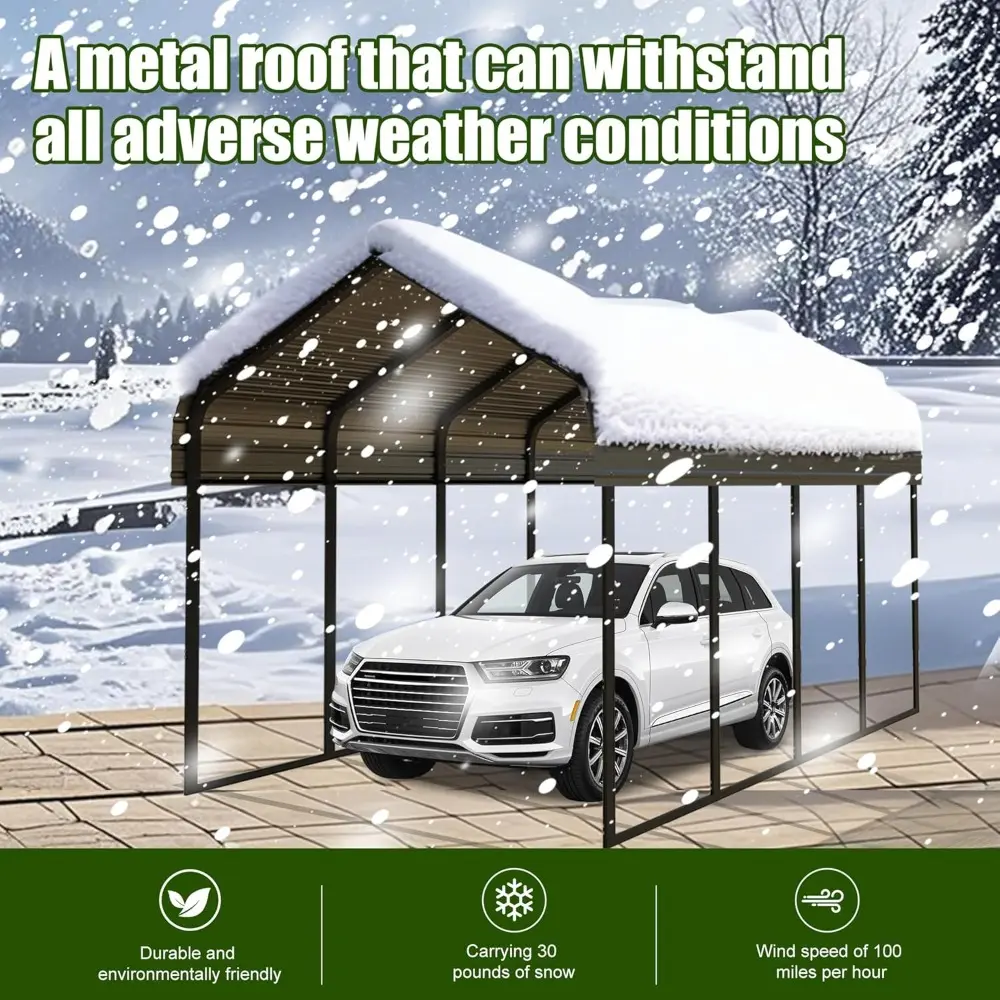 10x20 FT Metal Carport Heavy Duty with Galvanized Steel Roof & Frame, All-Weather Portable Car Garage Canopy Shelter for Cars,Sa