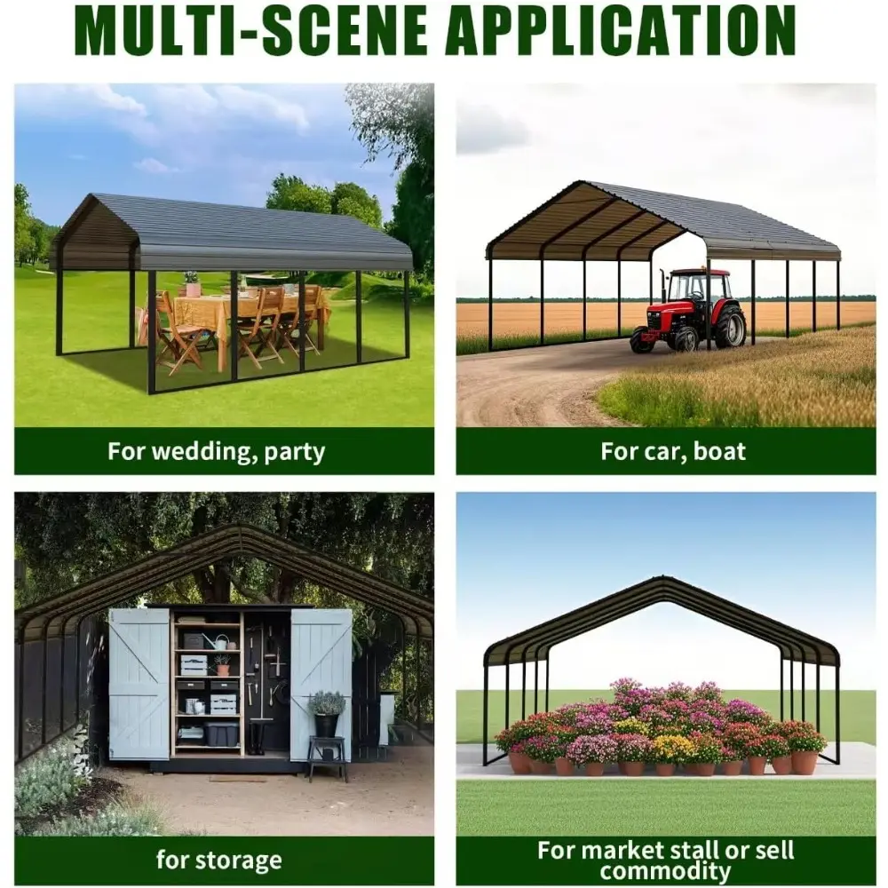 10x20 FT Metal Carport Heavy Duty with Galvanized Steel Roof & Frame, All-Weather Portable Car Garage Canopy Shelter for Cars,Sa