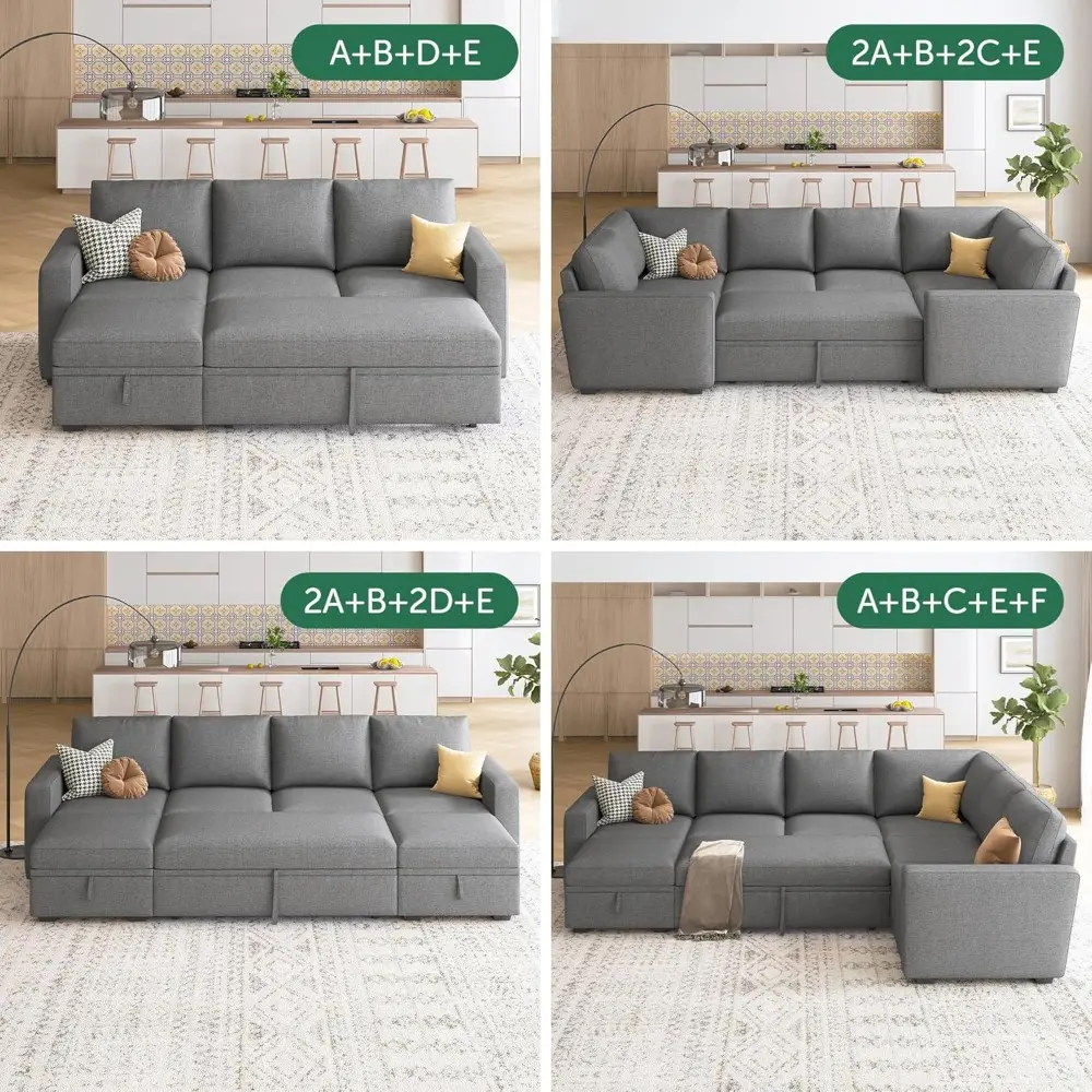 Single Seat for Modular Sectional Sleeper Sofa with Pull Out Bed, Customizable Armless Chair for Sectional Couch, Dark Grey