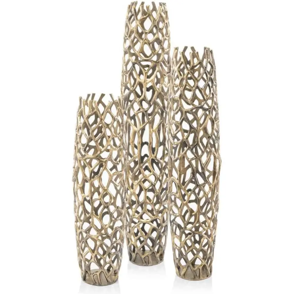 3696 Rama Gold XXL Twigs Barrel Floor Vase, Statement Piece, Floor Standing, Tall Vase, Corner Decor 9" Lx 9" W x 47" H, XX-Lar