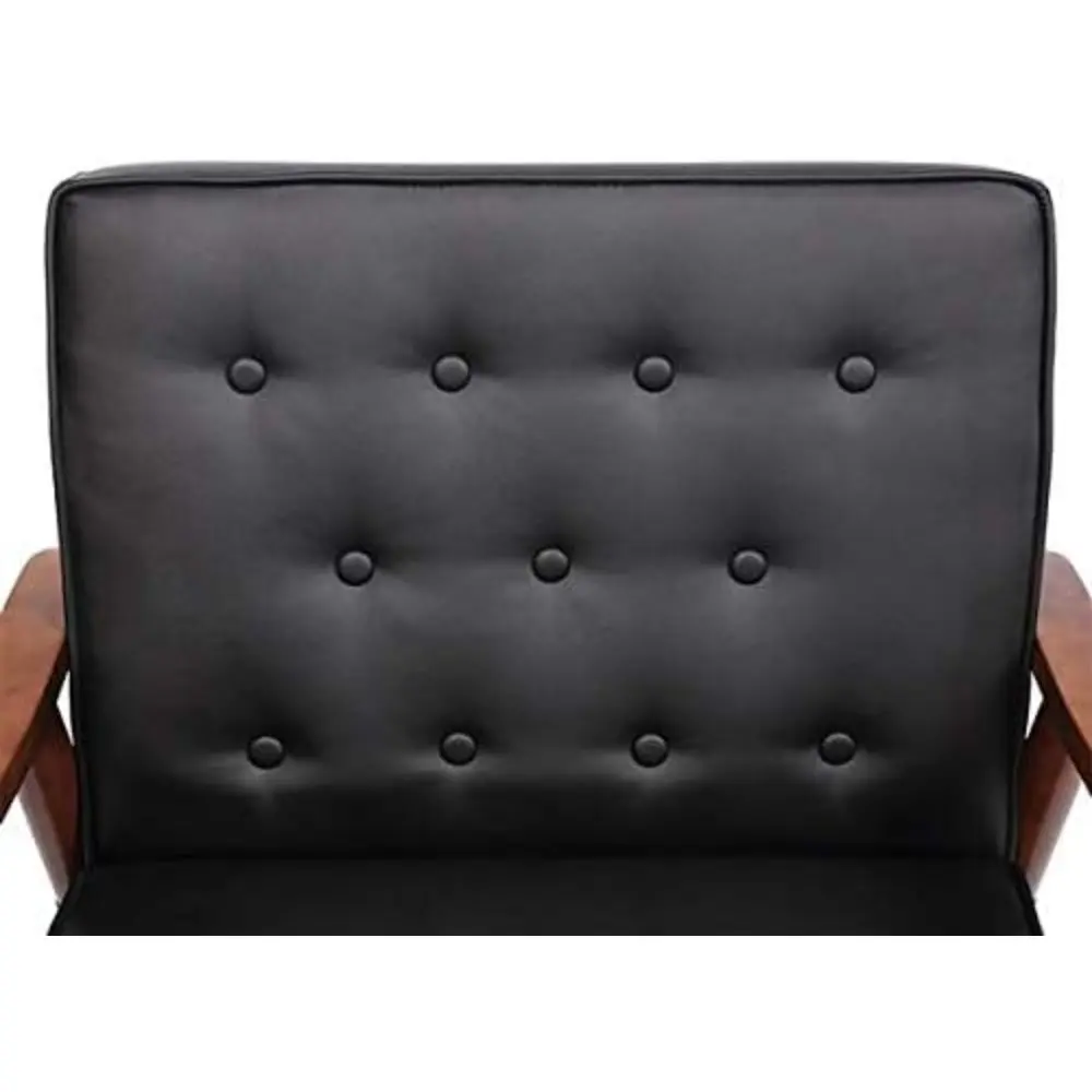 75x69x84CM 400 lbs Bedroom League Executive Guest Chair Guest Reception Chairs Wooden Lounge Chair Mid-Century Button Tufted Arm
