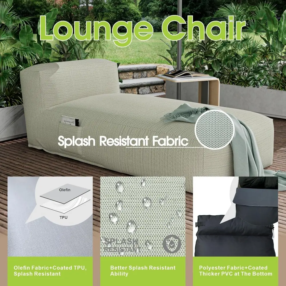 Patio Furniture Chaise Lounge Chair Outdoor Reclining Sofa Garden Pool Lounge Chairs for Outside Sunbathing Recliners Outdoor Be