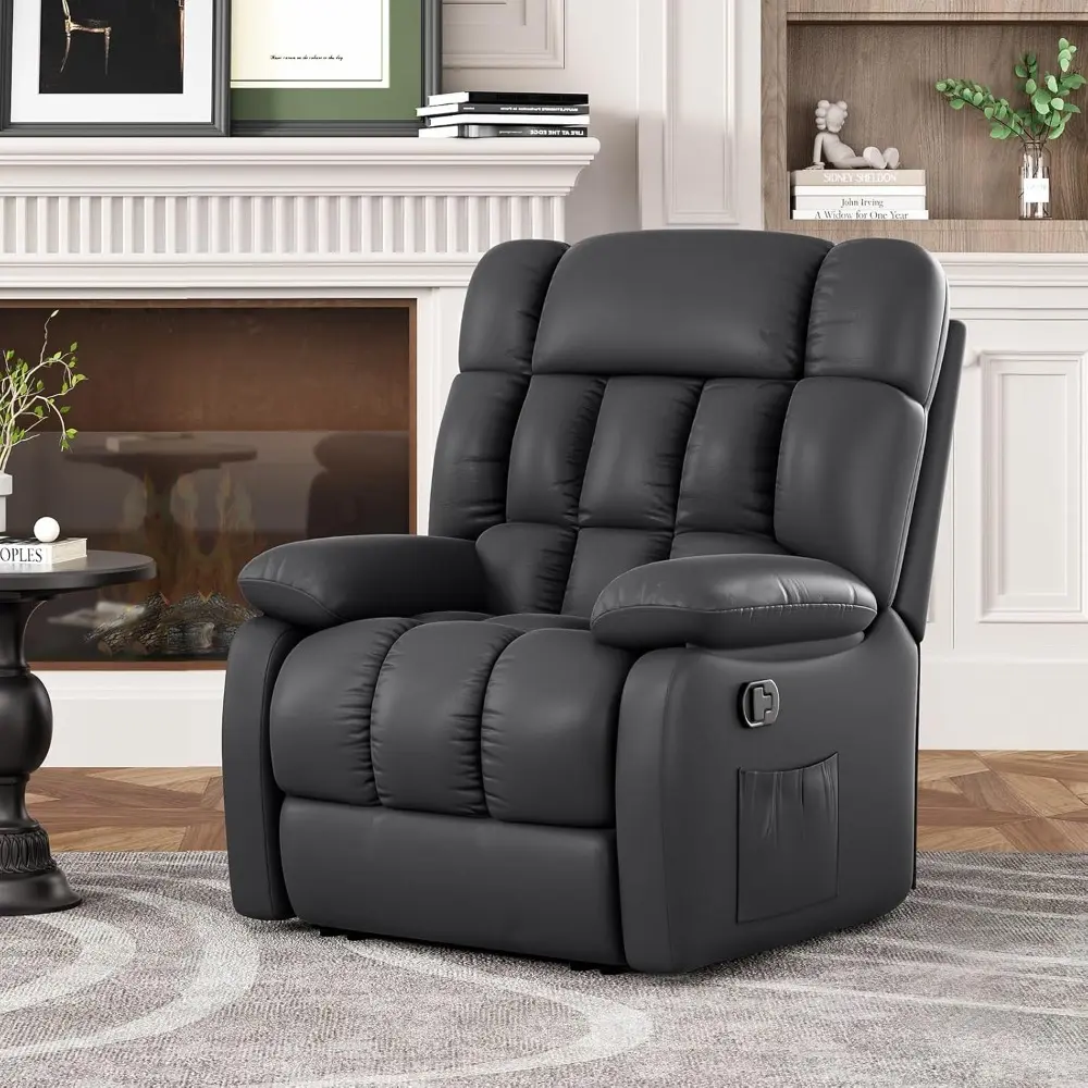 Recliner Chair, Upholstered Rocker Recliner Chair with Side Pocket, Ergonomic 110°-160° Adjustable Reclining Chairs for Adults,