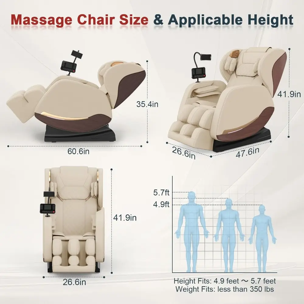 "2025 Full Body Reclining Massage Chair with 10 Fixed Points, Zero Gravity, Wood Grain Leather, and Foot Massage"