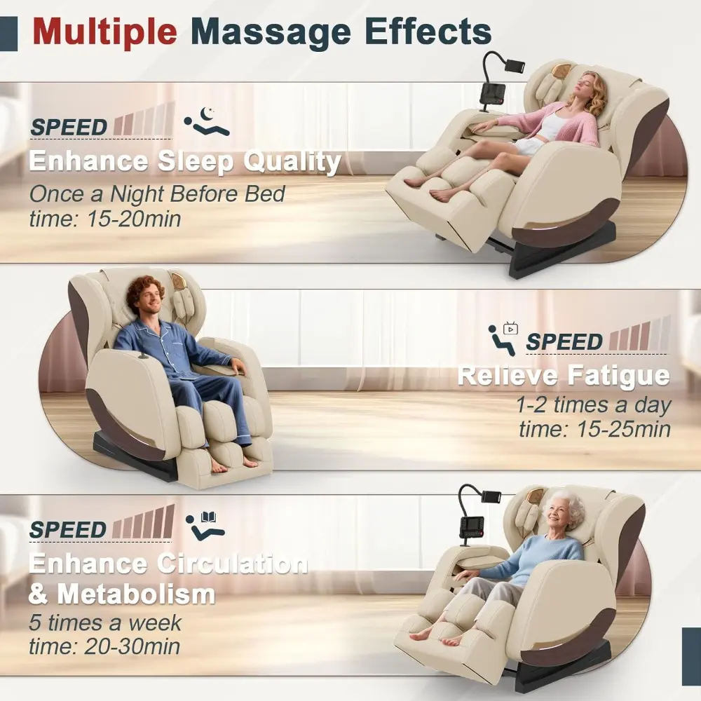 "2025 Full Body Reclining Massage Chair with 10 Fixed Points, Zero Gravity, Wood Grain Leather, and Foot Massage"