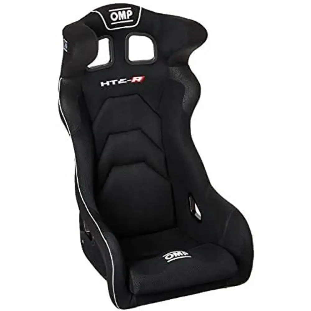 RACING, INC. Seat, HTE-R XL, FIA Approved, Side Bolsters, Harness Openings, Fiberglass, Black, Each