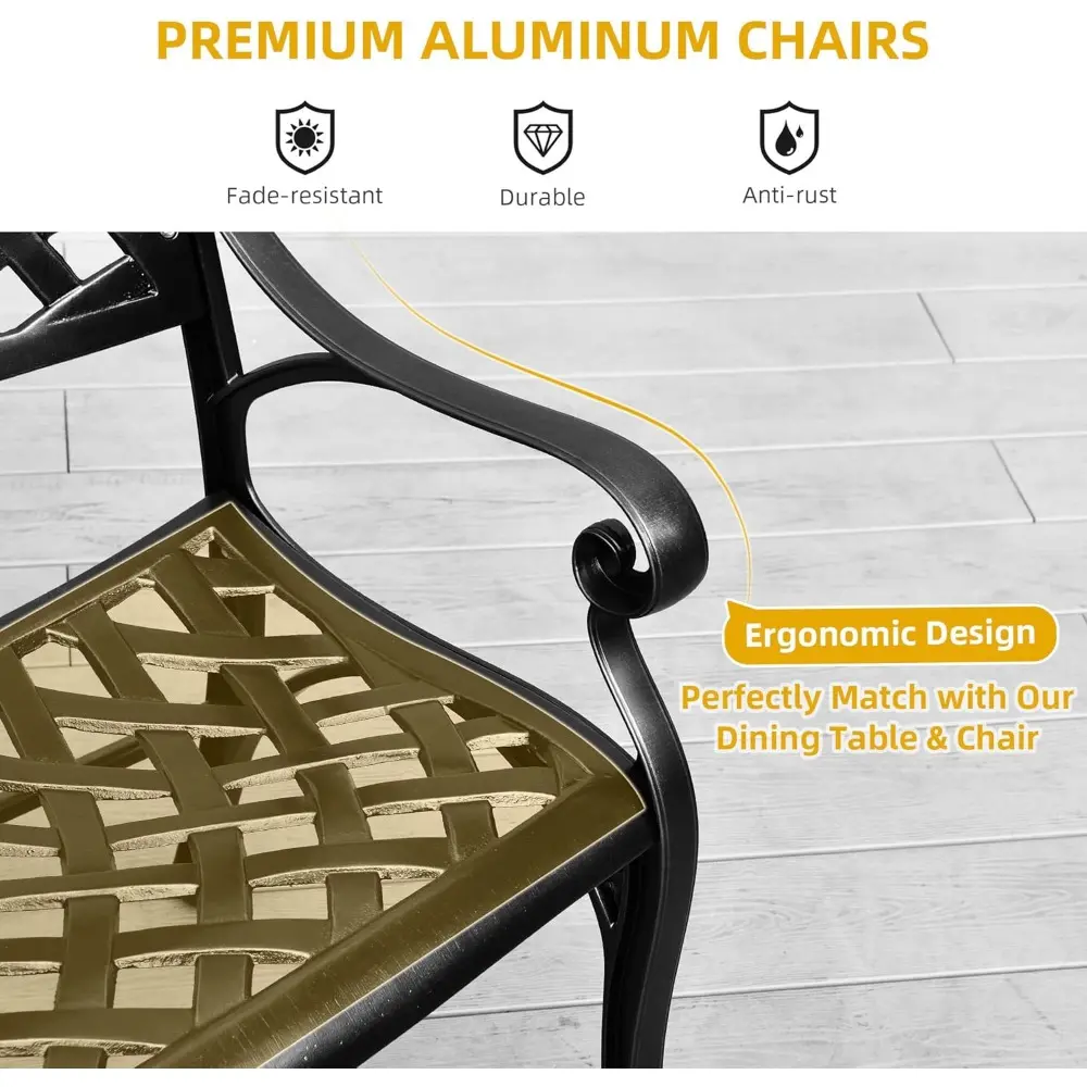 Cast Aluminum Outdoor Bench, 39.4’’ Patio Garden Benches for Outdoors, Metal Frame Patio Bench for Backyard, Lawn, Deck, Porch,