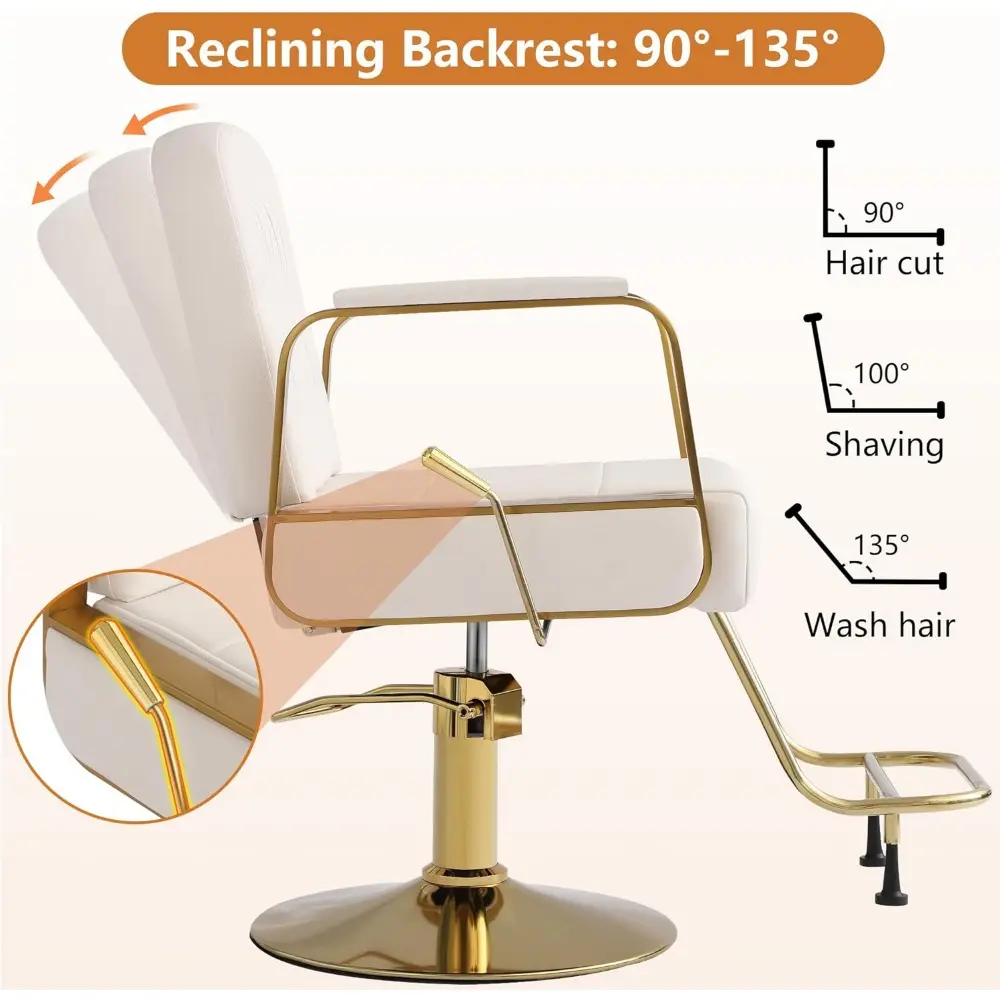 Barber Salon Chair for Hair Sylist, Hydraulic Salon Chairs, Height Adjustable Barber Chairs, Reclining Barber Styling Chairs, 36