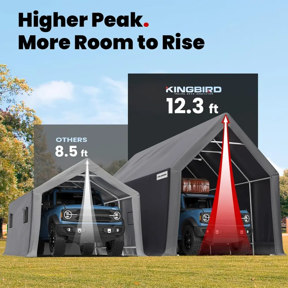 Heavy Duty 13X20FT RV Carport - 12.1FT Ultra High Peak Storage Shed Shelter for Trucks/SUVs with Roof Racks, Boats. Outdoor Ant