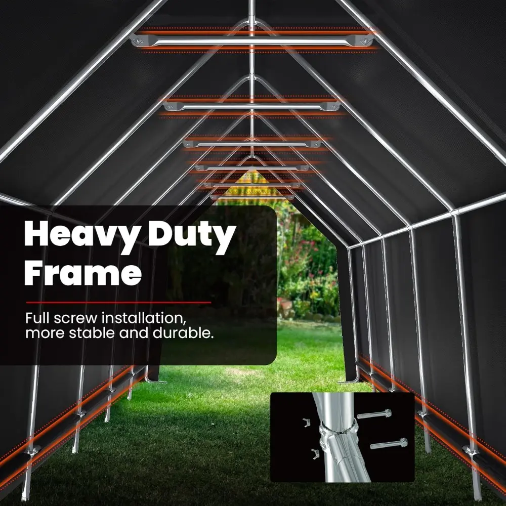 Heavy Duty 13X20FT RV Carport - 12.1FT Ultra High Peak Storage Shed Shelter for Trucks/SUVs with Roof Racks, Boats. Outdoor Ant
