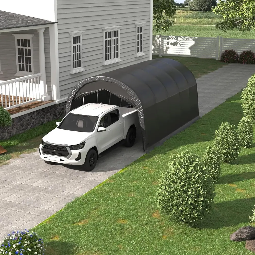 Carport 12 x 20 FT Heavy Duty, Portable Garage with All-Steel Metal Frame and Round Style Roof, Anti-Snow Car Canopy Outdoor St
