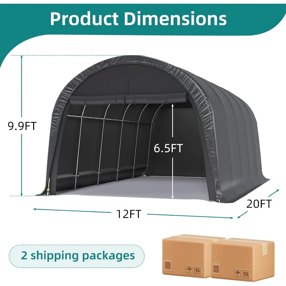 Carport 12 x 20 FT Heavy Duty, Portable Garage with All-Steel Metal Frame and Round Style Roof, Anti-Snow Car Canopy Outdoor St