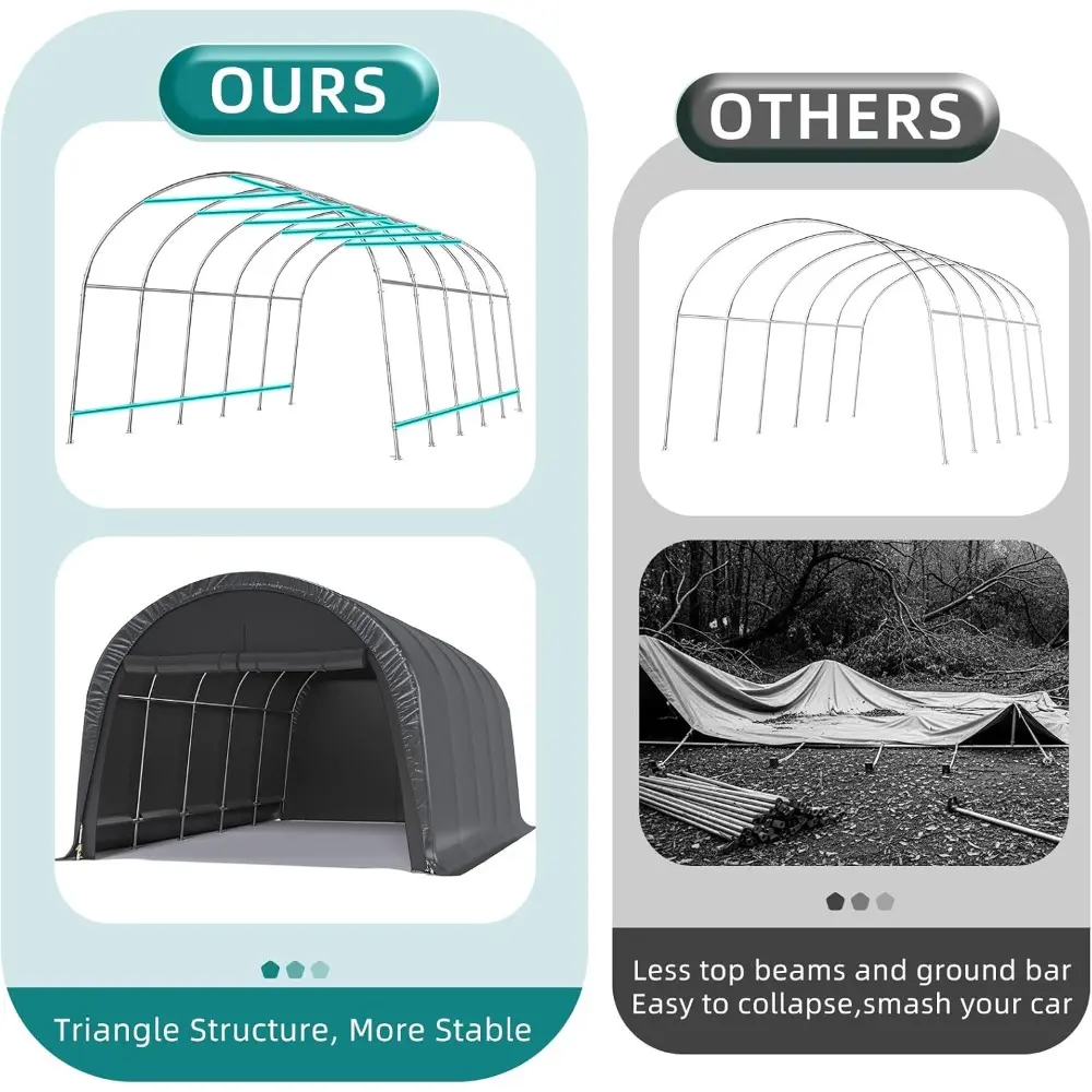 Carport 12 x 20 FT Heavy Duty, Portable Garage with All-Steel Metal Frame and Round Style Roof, Anti-Snow Car Canopy Outdoor St