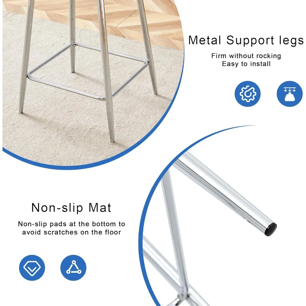 Pair of Clear Acrylic Counter Height Bar Stools with Metal Brackets for Kitchen Island