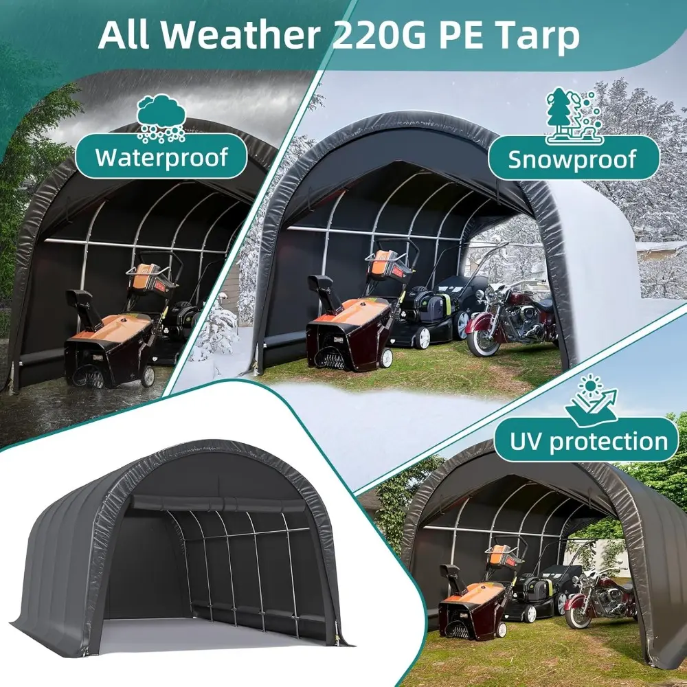 Carport 12 x 20 FT Heavy Duty, Portable Garage with All-Steel Metal Frame and Round Style Roof, Anti-Snow Car Canopy Outdoor St