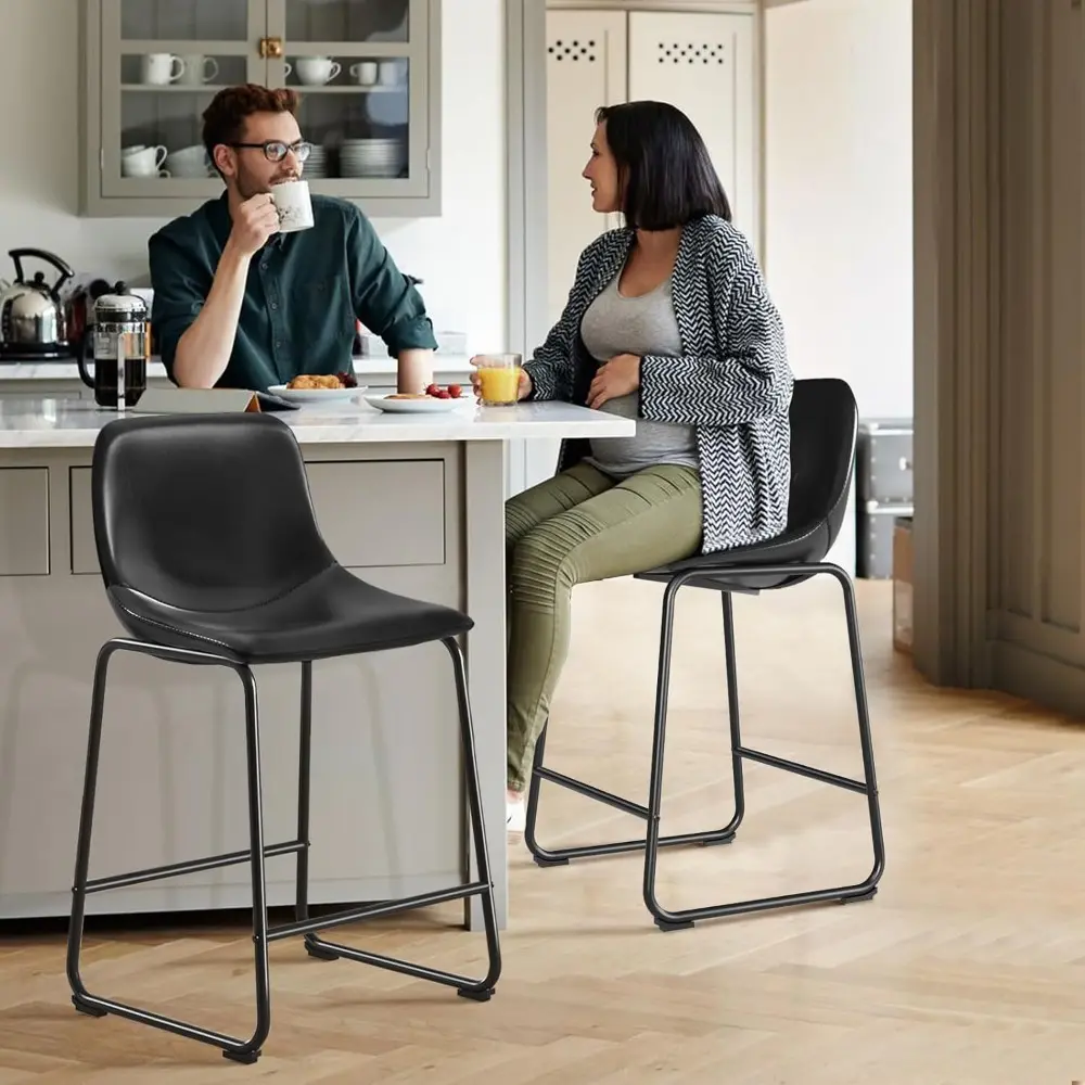 Set of 4 TAVR Faux Leather Dining Chairs, Armless Counter Height, Supports up to 500 lbs, Ideal for Home Kitchen and Dining Room
