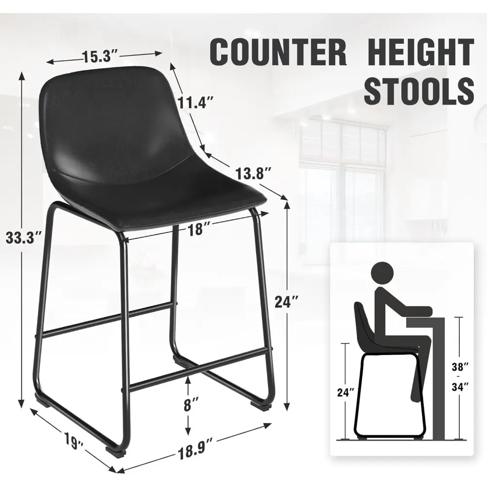 Set of 4 TAVR Faux Leather Dining Chairs, Armless Counter Height, Supports up to 500 lbs, Ideal for Home Kitchen and Dining Room