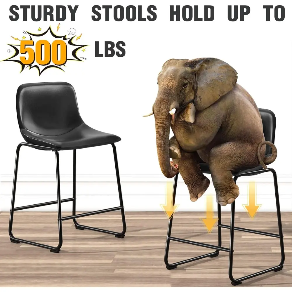 Set of 4 TAVR Faux Leather Dining Chairs, Armless Counter Height, Supports up to 500 lbs, Ideal for Home Kitchen and Dining Room