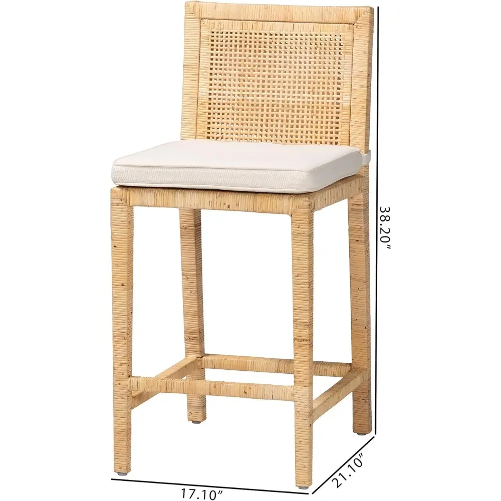 Bali and Paris Styled Natural Wooden Bar Stool, Suitable for Counter Height