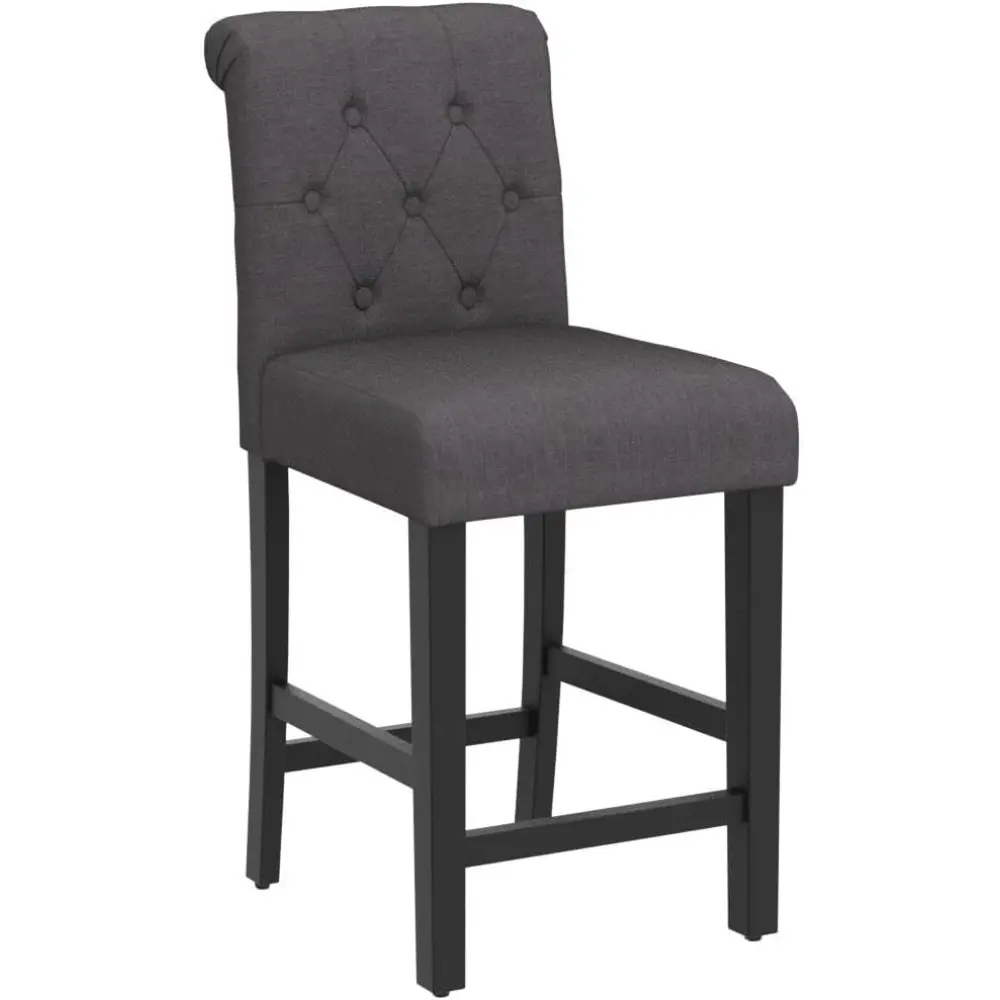 Set of 4 Upholstered Fabric Back Counter Height Bar Stools for Kitchen Island